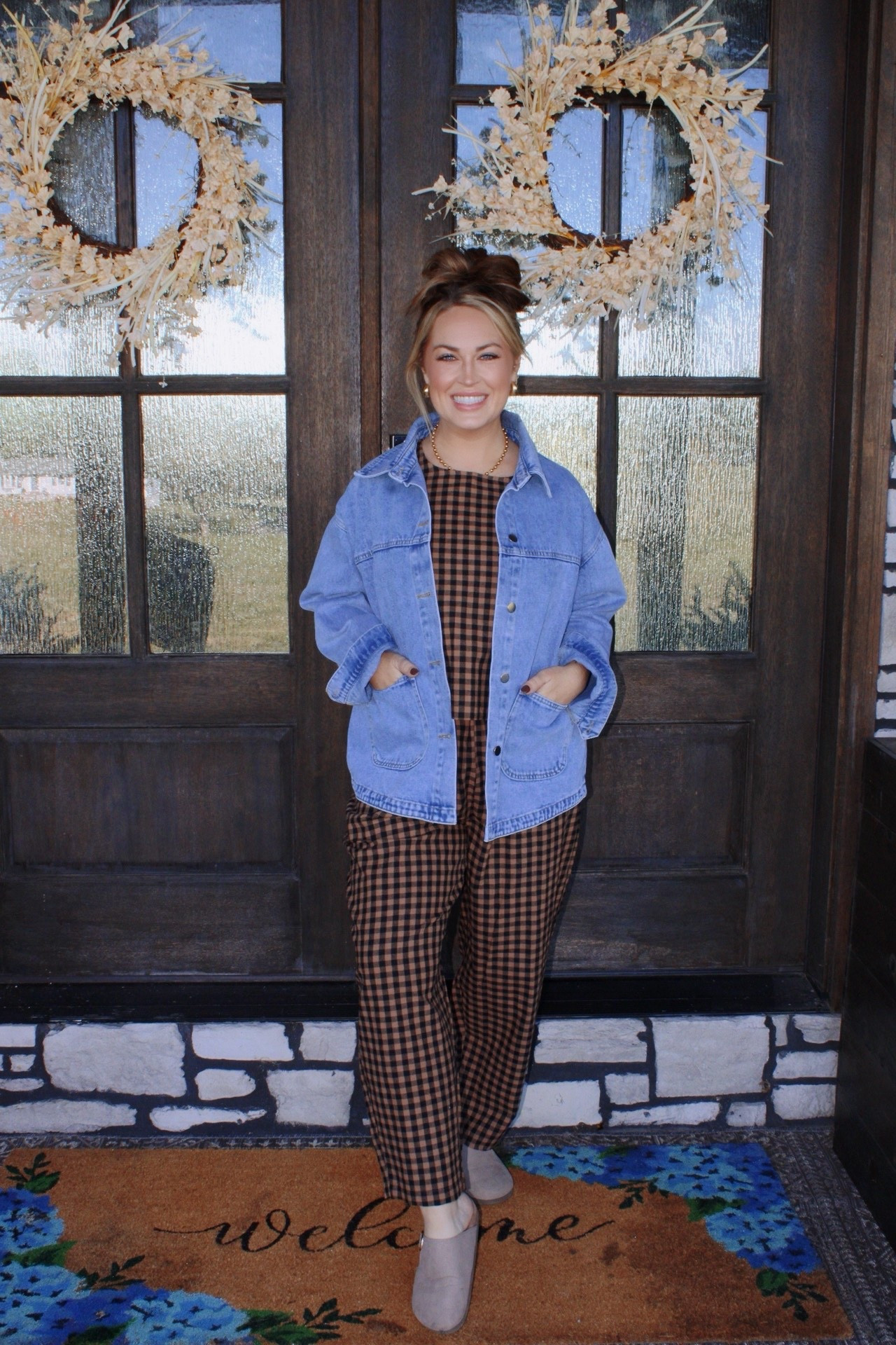 Nothing says fall like an easy matching set! This 2-piece cotton checker set from Amazon is soft, comfy, and so easy to dress up or down! Paired it with a denim jacket and neutral mules for the perfect laid-back fall outfit.

amazon outfit, amazon fashion, midsize outfit, fall outfit, fall fashion, plaid set, matching set, cotton set, cozy outfit, casual outfit, trendy outfit, amazon finds, fall style inspo, comfy outfit, affordable outfit, fall outfit idea, two piece set, brown checkered set, denim jacket outfit, ootd

#LTKFindsUnder50 #LTKStyleTip #LTKMidsize