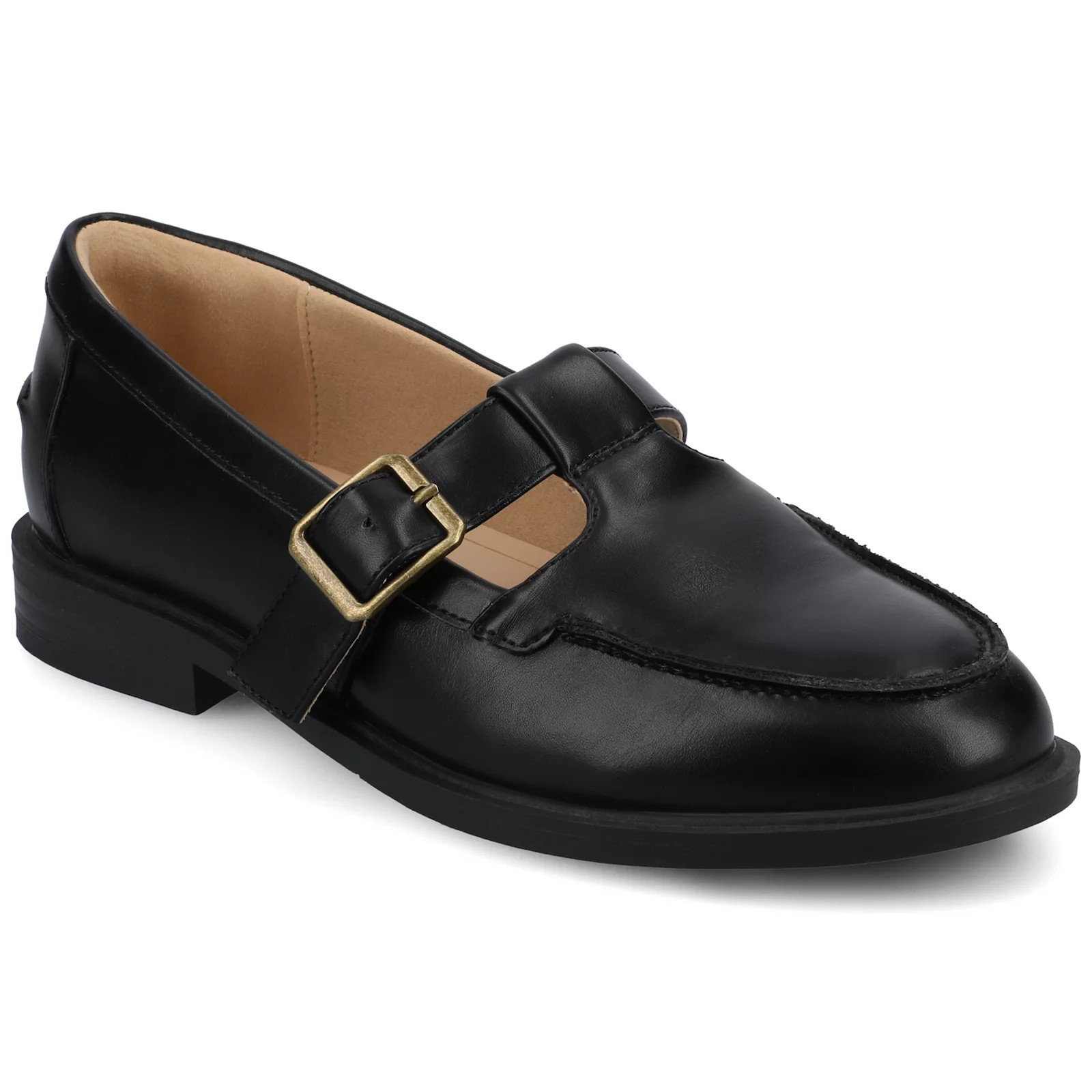 Journee Corina Women's Block Heel Buckle Detail Mary Jane Loafers, Size: 11, Black | Kohl's