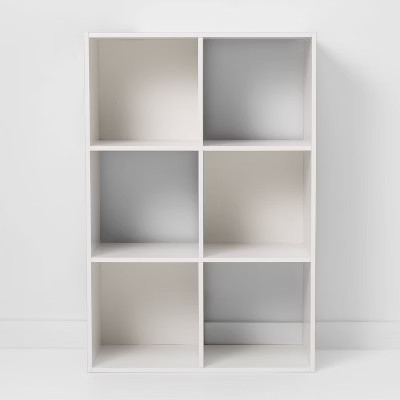 11" 6 Cube Organizer Shelf White - Room Essentials™: Bookshelf Storage Cubes, Bookcase Cubbies, 3 Shelves | Target