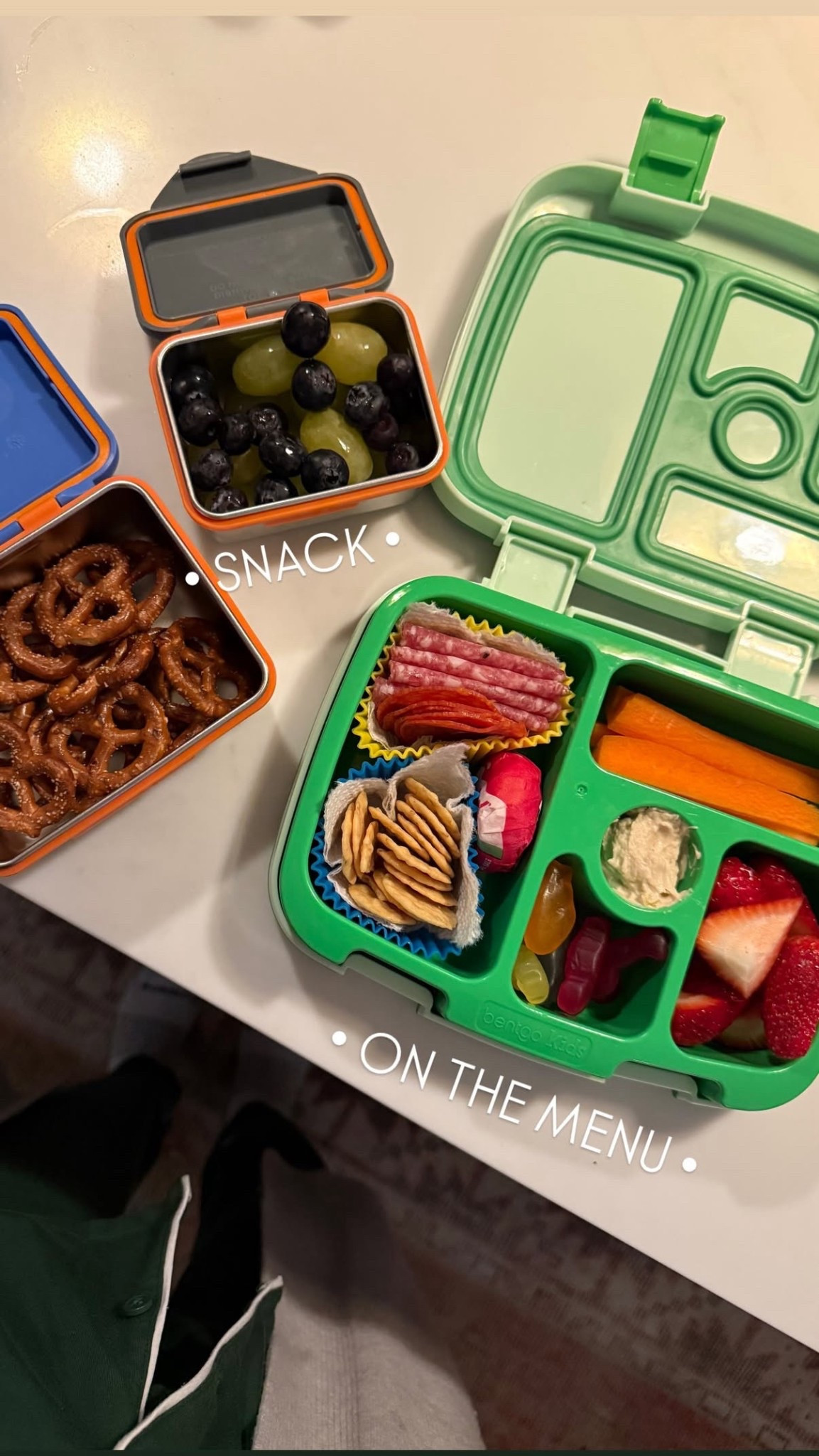 Go to snack containers and lunchboxes for the kids. The medium snack container is our most used size 