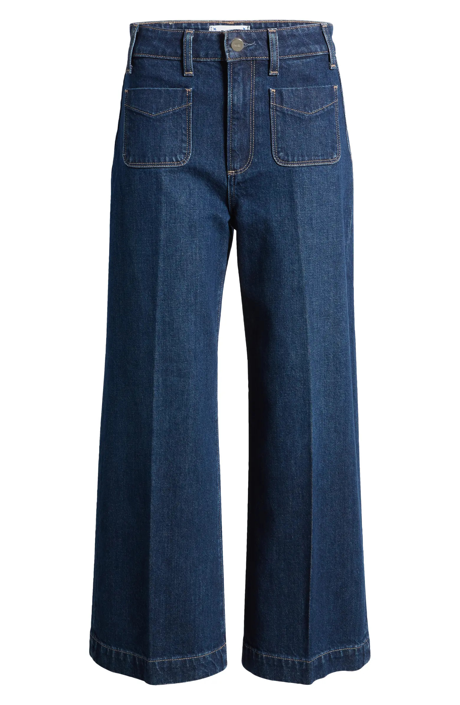 PAIGE Anessa Patch Pocket High Waist Ankle Wide Leg Jeans | Nordstrom | Nordstrom