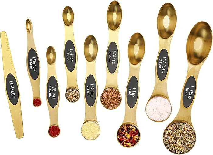Magnetic Measuring Spoons Set of 9, Stainless Steel Stackable Dual Sided Nesting Teaspoons and Ta... | Amazon (CA)