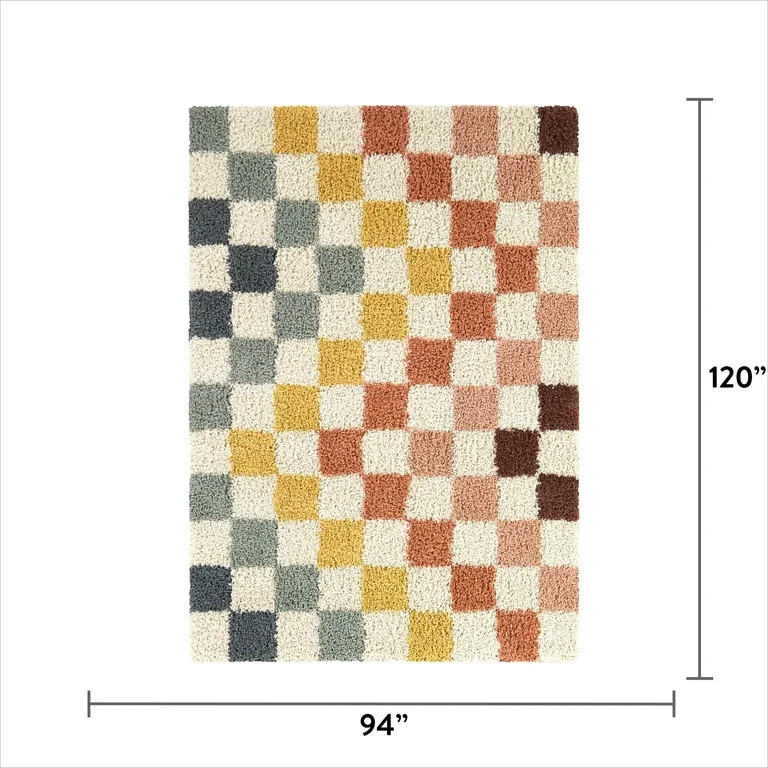 Mainstays Rainbow Checkered Shag Indoor Rug, 8x10 | Walmart (US)