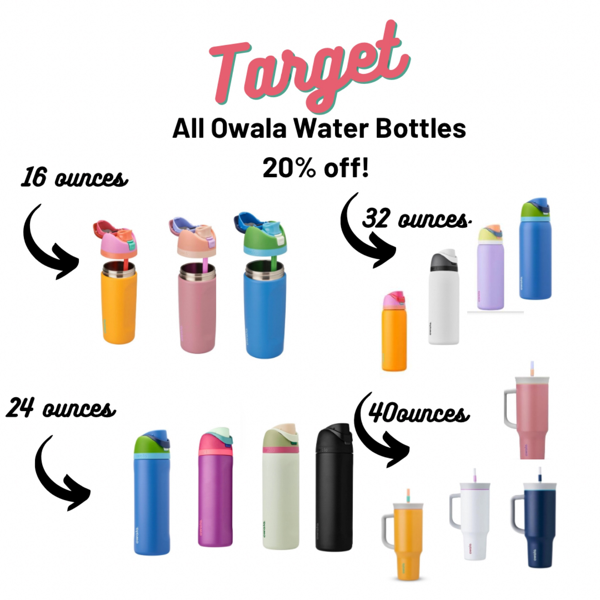 All Owala water bottles are 20% off at Target this week 7/31-8/6 for their back to school sale! TONS of color options. Our favorite for kids to take to school, sports, working out, and the 40oz hardly spills when tipped over compared to some brands 😅

#LTKsalealert #LTKkids #LTKfamily