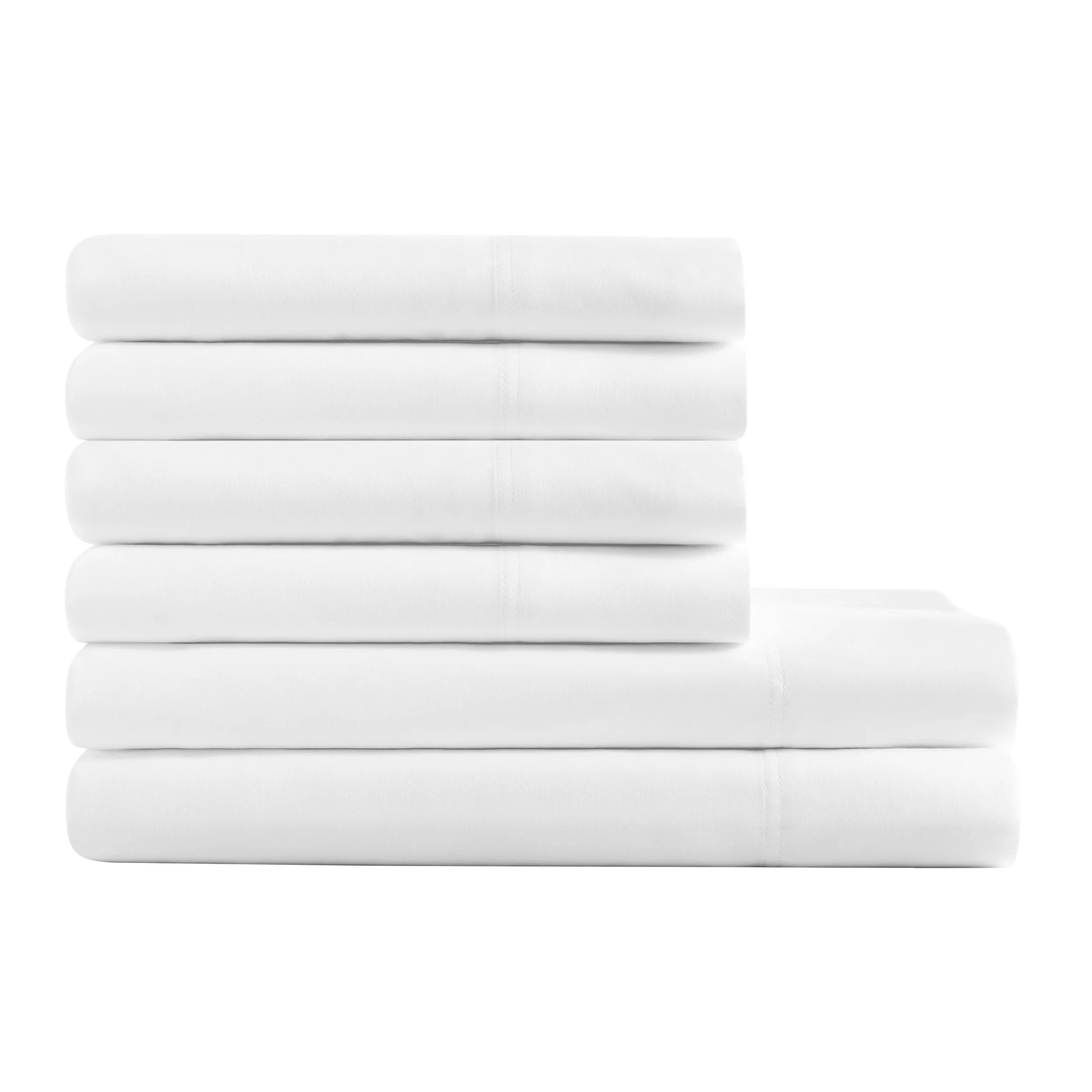 Hotel Style 6-Piece 1,000-Thread-Count Egyptian Cotton-Rich Luxury Bed Sheet Set, Queen, Arctic W... | Walmart (US)
