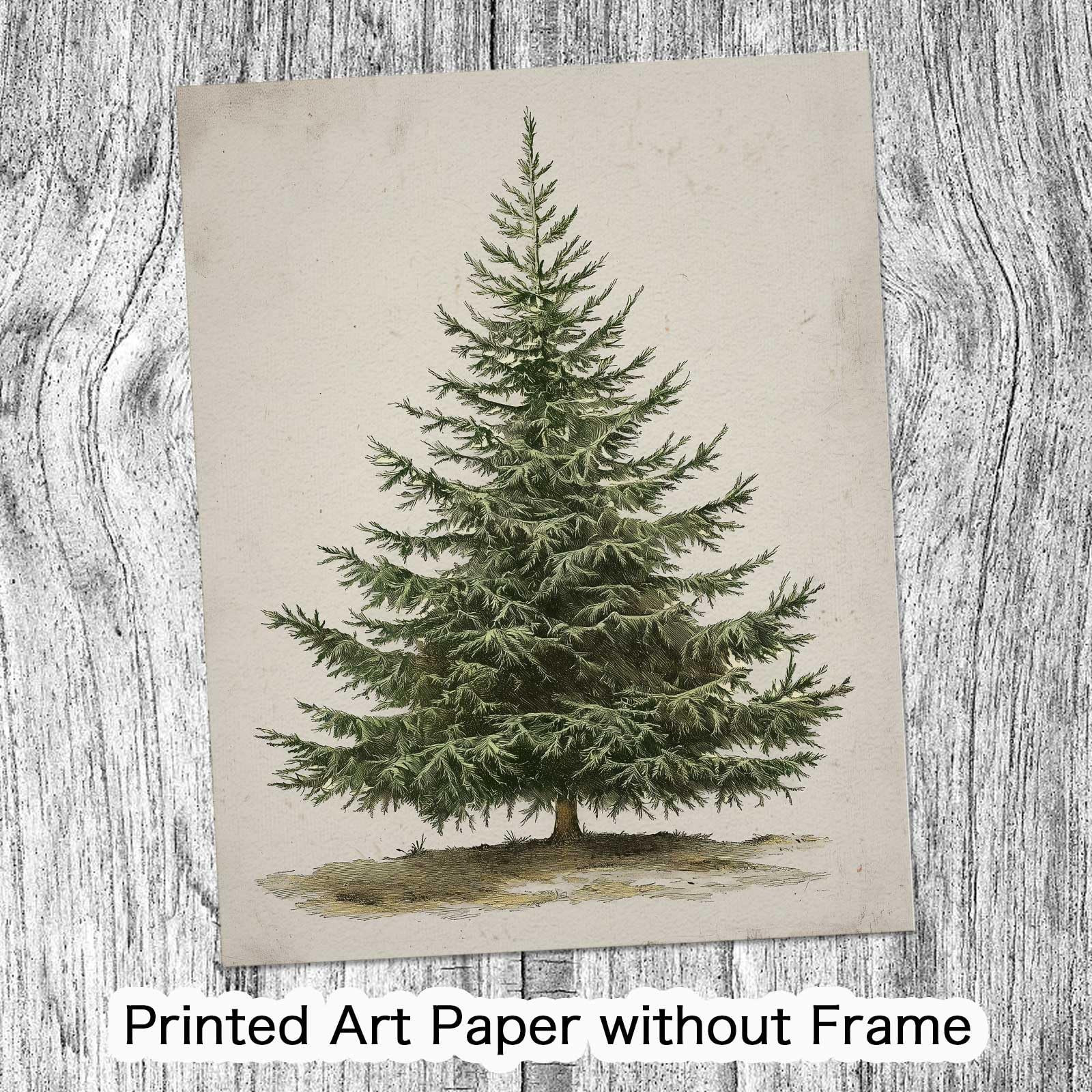 Vintage Christmas Tree, Pine Tree Vintage Print, Holiday Decor, Rustic Winter Tree Print, Botanic... | Amazon (US)