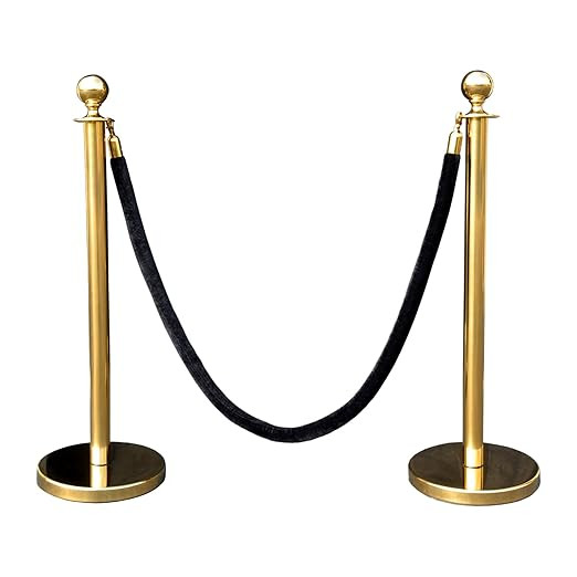Gold Crown Top Decorative Rope Safety Queue Stanchion Barrier in 3 pcs Set, VIP Crowd Control (72... | Amazon (US)