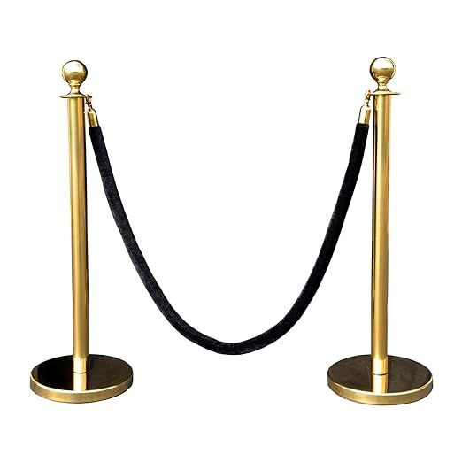Gold Crown Top Decorative Rope Safety Queue Stanchion Barrier in 3 pcs Set, VIP Crowd Control (72... | Amazon (US)