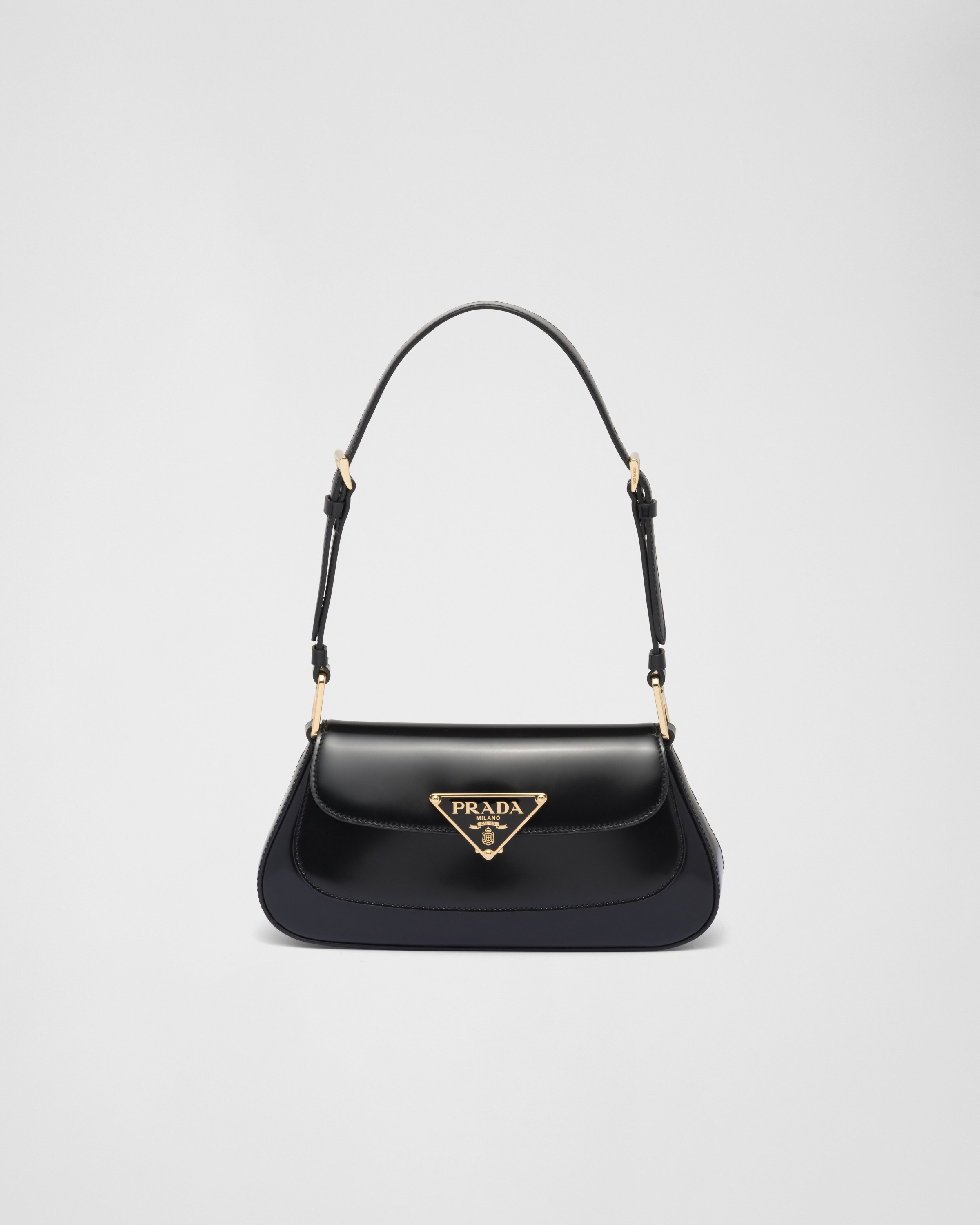 Brushed leather shoulder bag | Prada Spa US
