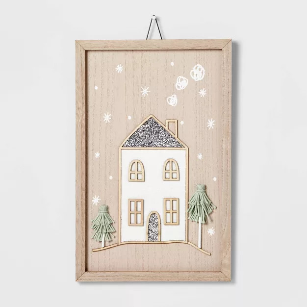 11" Wood Snowy House Wall Sign - Wondershop™ | Target