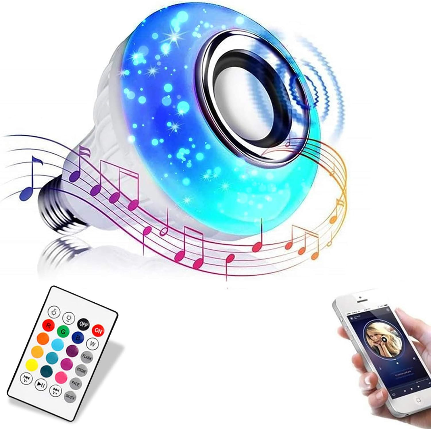 Wireless Light Bulb Speaker, Bluetooth Light Bulbs with Speaker, RGB Smart Music Bulb with Remote... | Amazon (US)