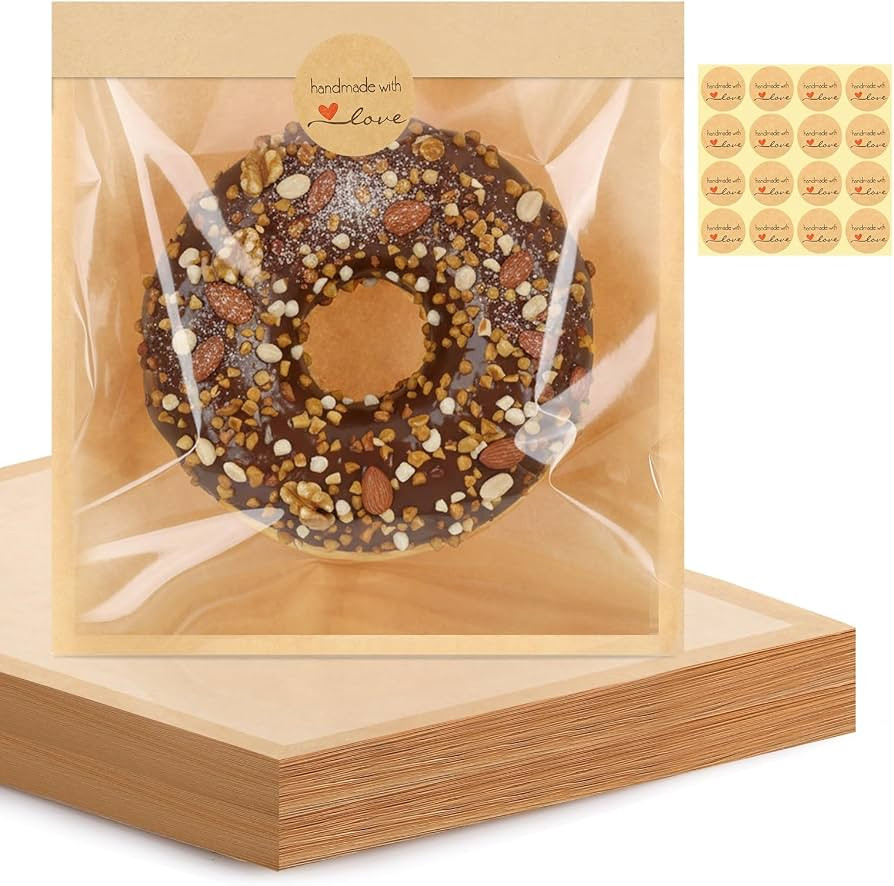 120 Pack Cookie Bags with Seal, 8.3x9.8 Inch Bakery Packaging Bag with Window, Heat Sealable Grea... | Amazon (US)