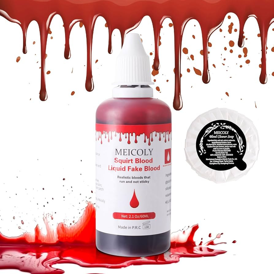MEICOLY 2.1oz Halloween Fake Blood - Realistic Washable Edible Liquid with 0.7oz Cleaning Soap - ... | Amazon (US)