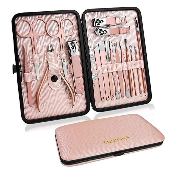 ZIZZON Manicure Set 18 in 1 Professional Pedicure Set Nail scissors Grooming Kit with Leather Tra... | Amazon (US)