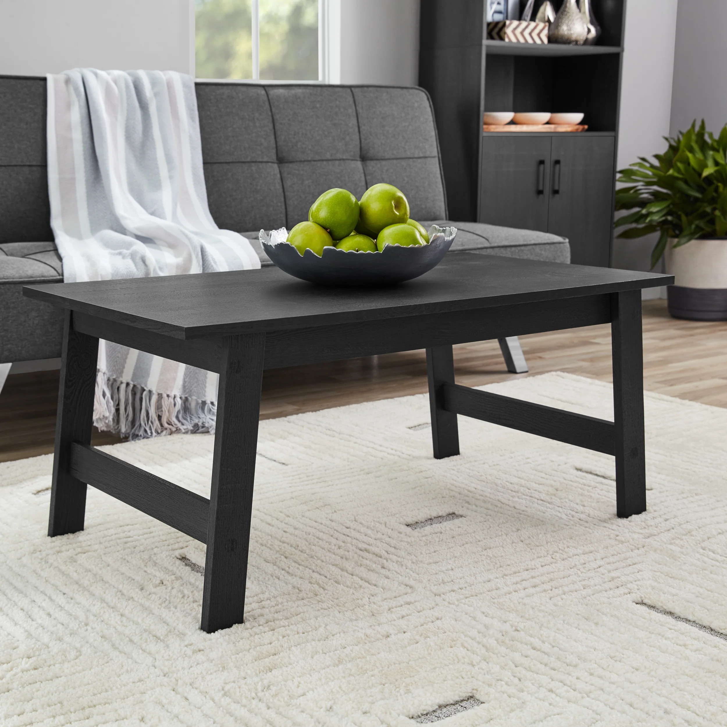 Mainstays Wood Rectangle Coffee Table, Black Finish | Walmart (US)