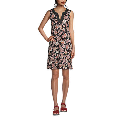 Women's Cotton Jersey Sleeveless Swim Cover-up Dress Print | Lands' End (US)