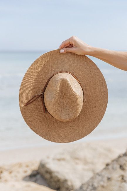 Tan Faux Leather Belted Straw Fedora Hat | Magnolia Boutique