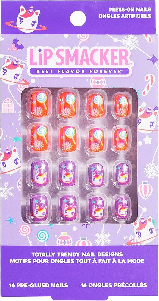 Lip Smacker Unicorn Holiday Press On Nails Stocking Christmas Gifts For Girls Kids | Amazon (US)