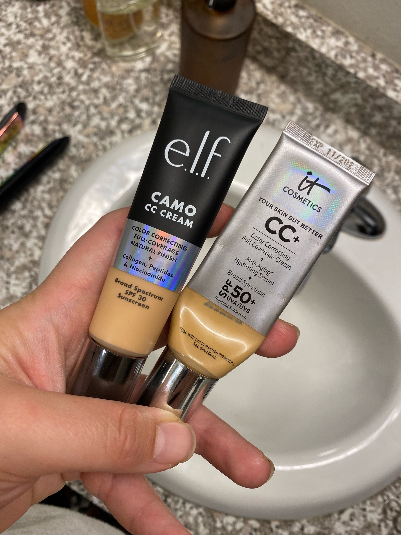 Honestly, it’s a dupe. 🤯 $15 vs. $42 👀😳 I will say it’s easier to figure out your color for the Elf brand online because they have the more specific  descriptions; otherwise, they have like 8 mediums. 😂 These two colors are the same even though they look different because of the packaging. 

#LTKbeauty #LTKGiftGuide #LTKstyletip