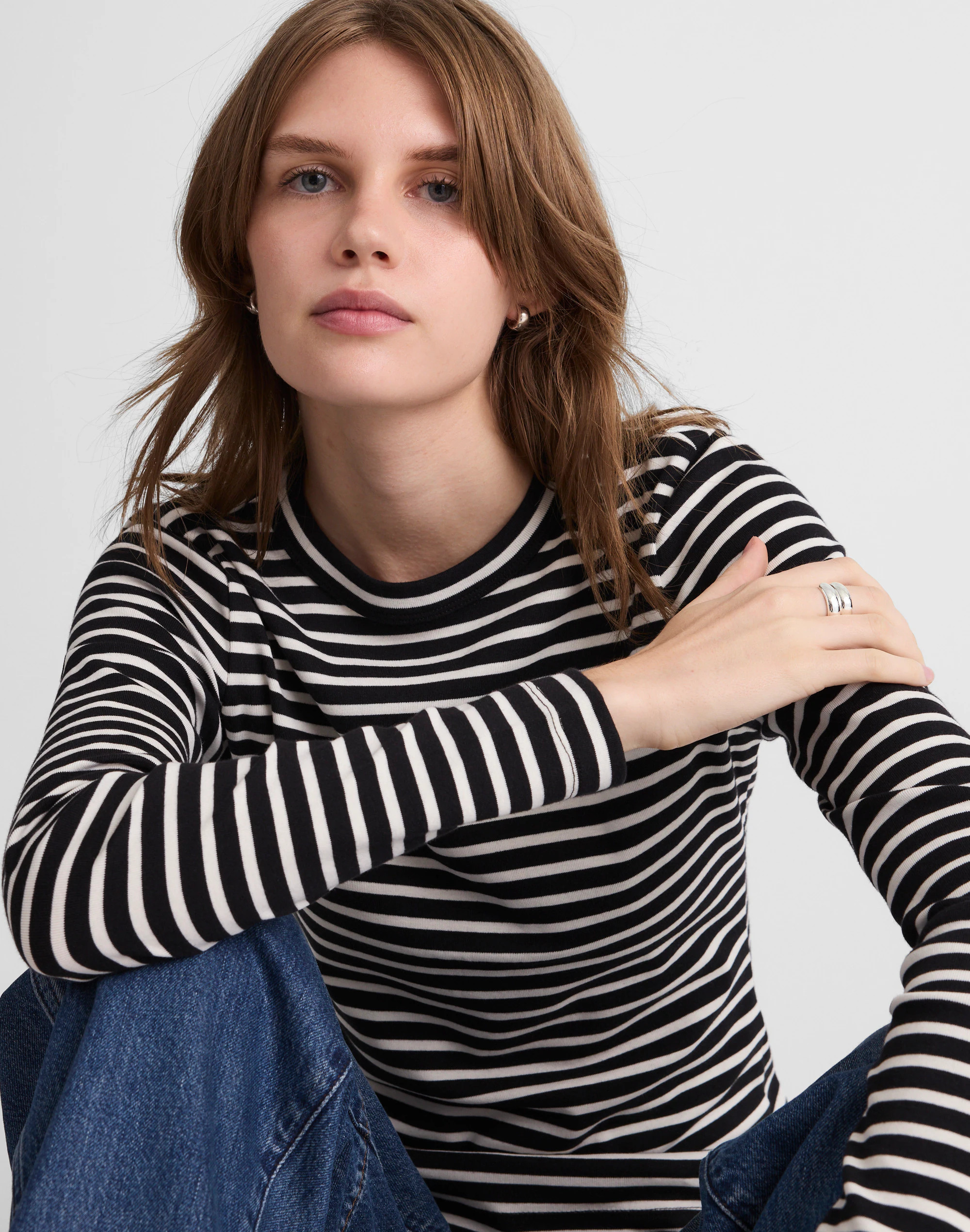 The '90s Crewneck Long-Sleeve Tee in Compact Cotton | Madewell
