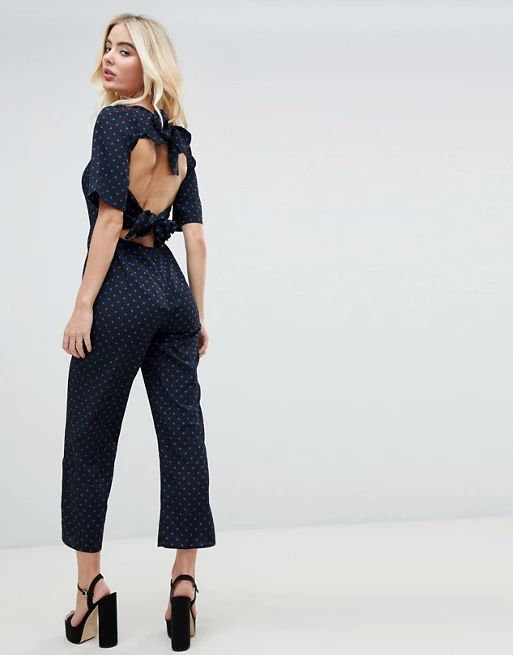 Fashion Union backless jumpsuit in polka | ASOS US