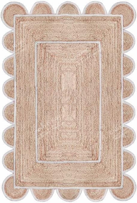 Natural Jute Scalloped Rug Scalloped Braided Boho Rugs Handwoven Bohemian Rug for Farmhouse & Hom... | Amazon (US)