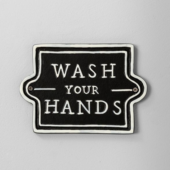 &#39;Wash Your Hands&#39; Wall Sign Black/White - Hearth &#38; Hand&#8482; with Magnolia | Target