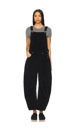 x We The Free Good Luck Cord Overall in Black | Revolve Clothing (Global)