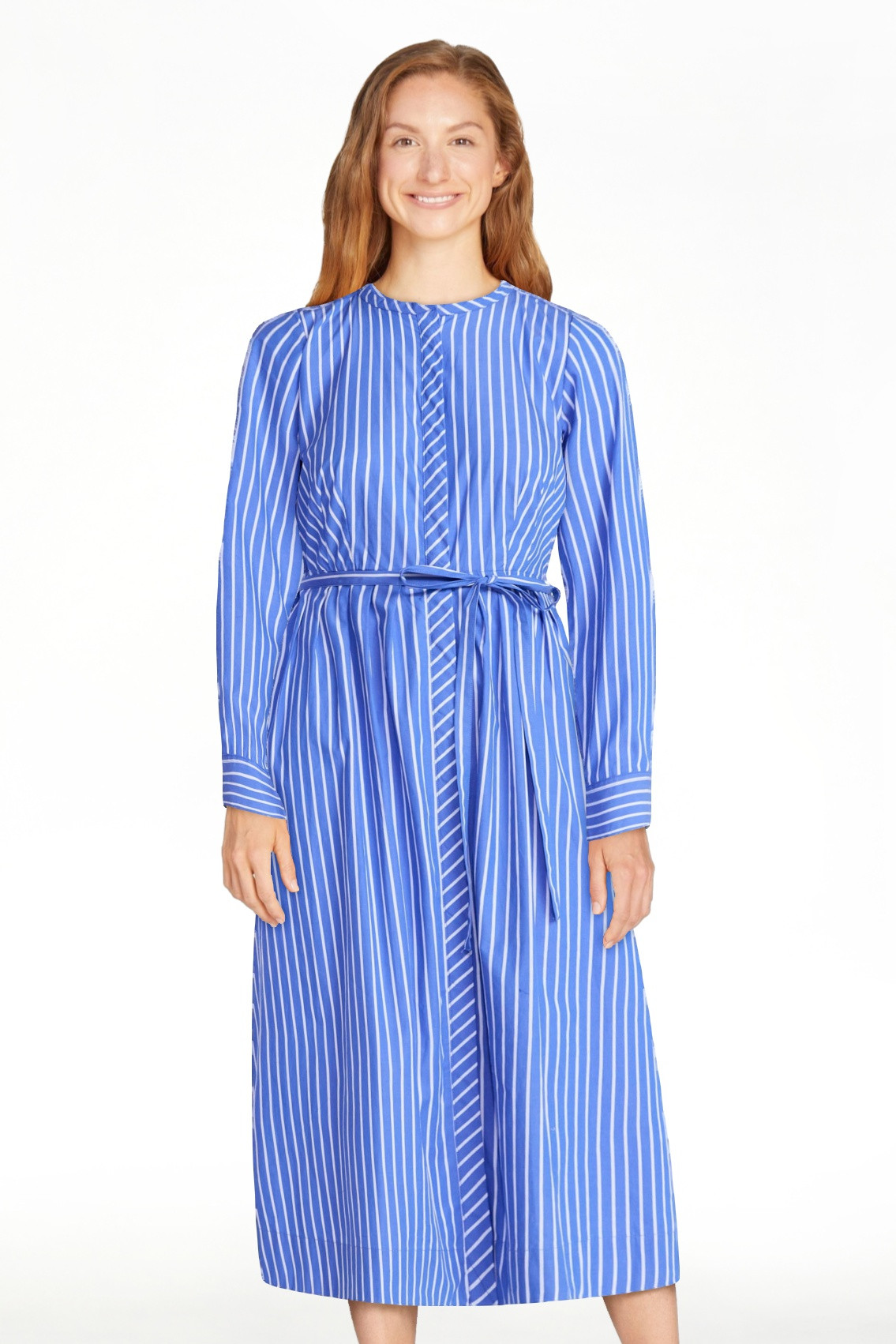 Free Assembly Women's and Women's Plus Pleated Cotton Midi Shirtdress with Long Sleeves, Sizes XS... | Walmart (US)