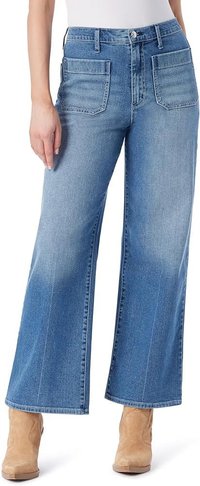 Jessica Simpson Women's Starstruck High Rise Wide Leg Jean with Patch Pockets Standard | Amazon (US)