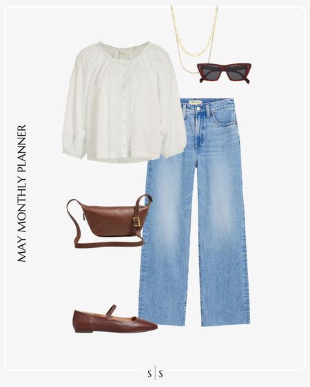 Monthly outfit planner: MAY: Spring looks | wide leg jean, white blouse, sling bag, ballet flat 

See the entire calendar on thesarahstories.com ✨ 


#LTKStyleTip