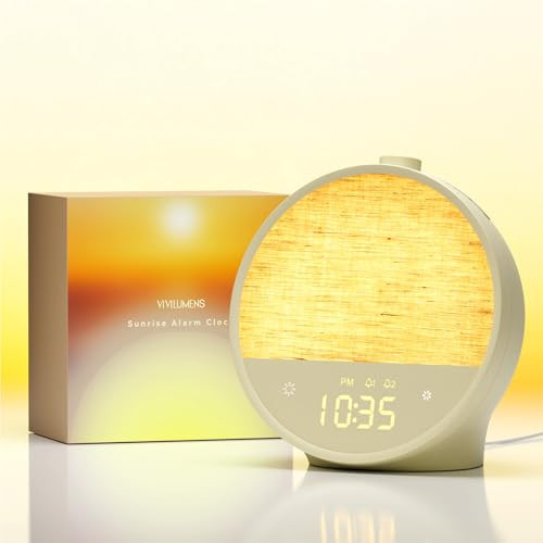 Vivilumens Sunrise Alarm Clock, Gentle Wake-Up Light & Sound Machine, Dual Alarms for Heavy Sleepers Adults, Natural Sounds, RGB Mood Light, Dimmable Bedside Night Lamp Ideal for Bedroom & Gifts | Amazon (US)