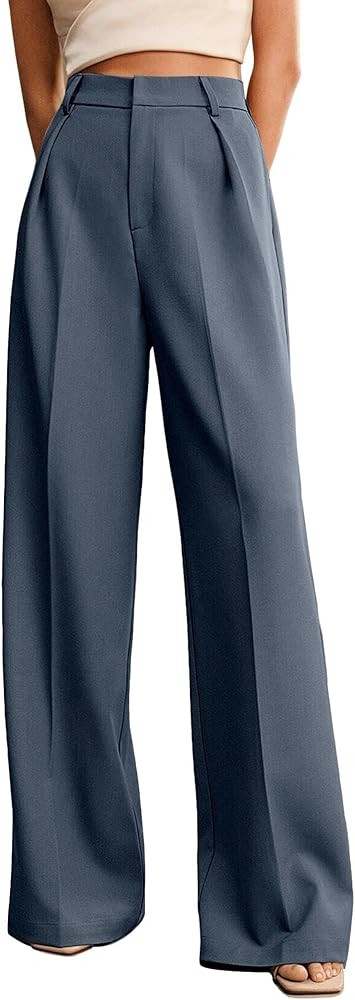 Womens Wide Leg Pants High Waist Straight Work Pants Office Business Casual Palazzo Trousers with... | Amazon (US)