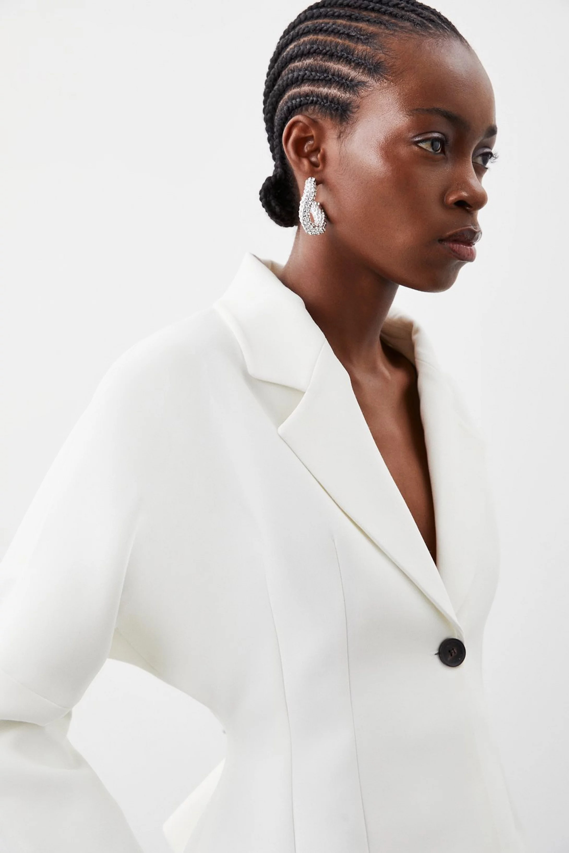 Compact Stretch Hourglass Tailored Jacket | Karen Millen UK + IE + DE + NL