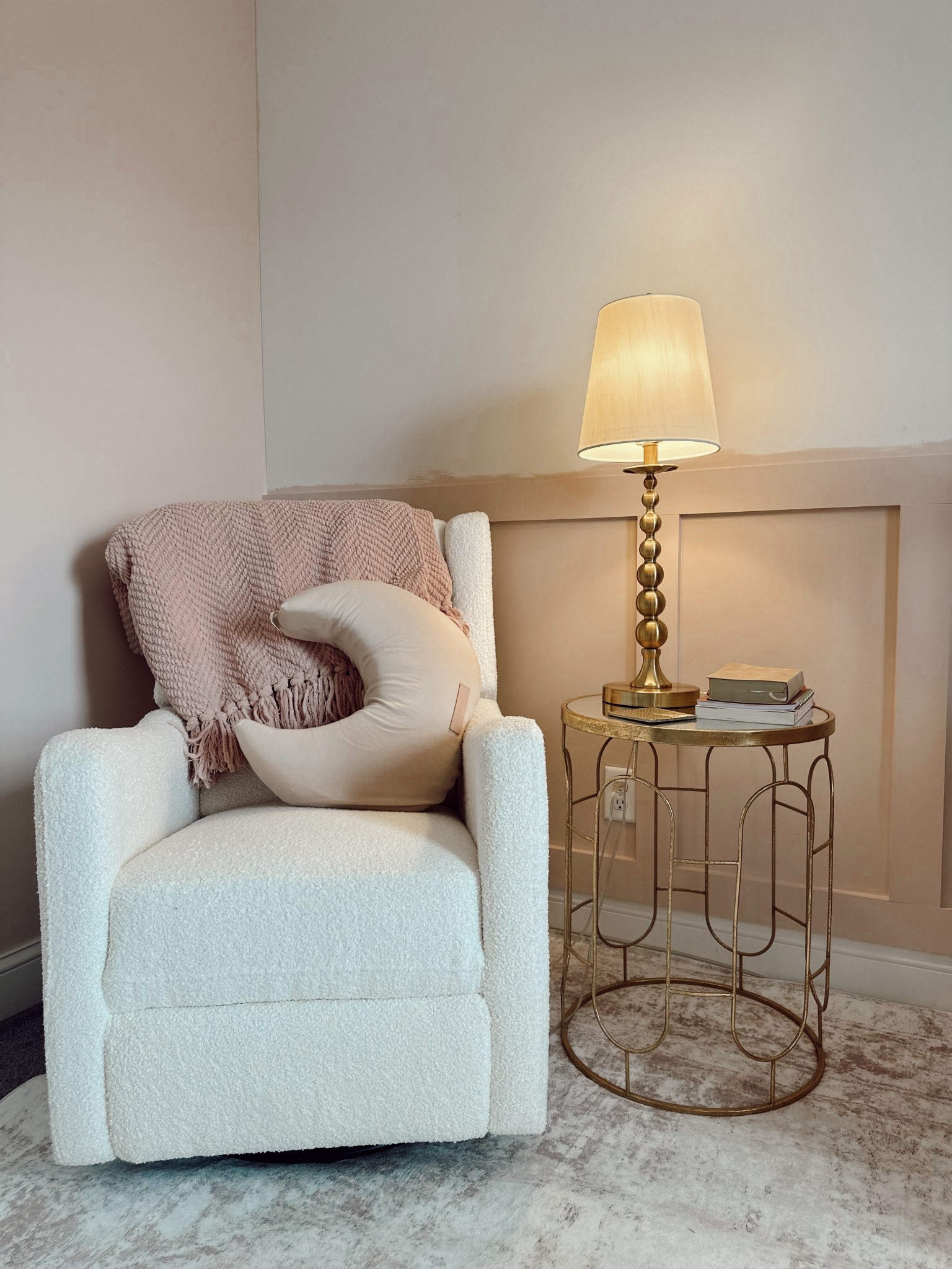 Loving this light baby pink throw blanket! ☁️✨🕊️ linking the pillow we will put there + our nursery glider we have 💓

#LTKHome #LTKselfcare #LTKmomlife