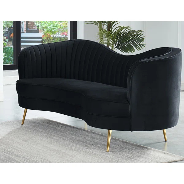 Goulette 72'' Velvet Square Arm Curved Sofa | Wayfair North America