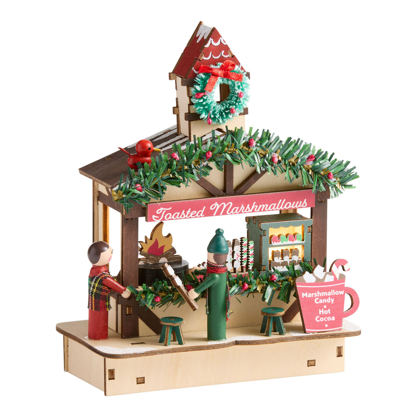 Laser Cut Wood Marshmallow Stall LED Light Up Decor | World Market