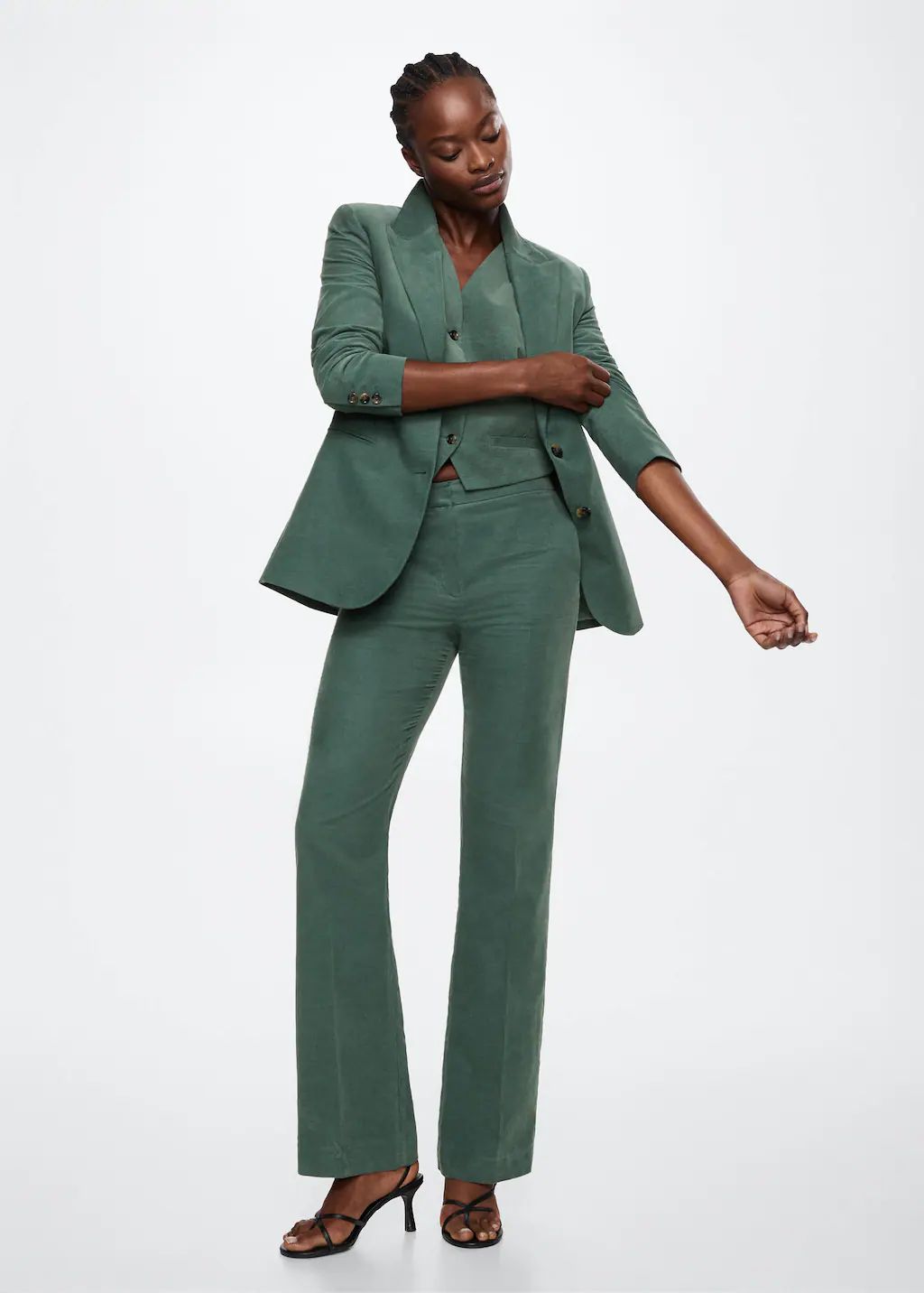 Micro corduroy suit vest -  Women | Mango USA | MANGO (US)