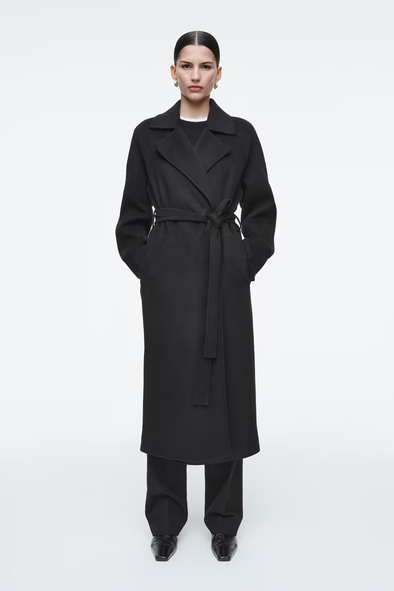 BELTED DOUBLE-FACED WOOL COAT | H&M (UK, MY, IN, SG, PH, TW, HK)