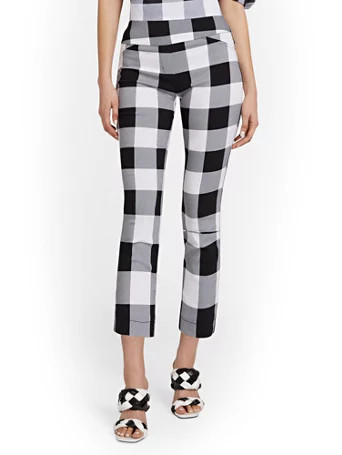 Whitney High-Waisted Pull-On Slim-Leg Capri Pant - Plaid - New York & Company | New York & Company