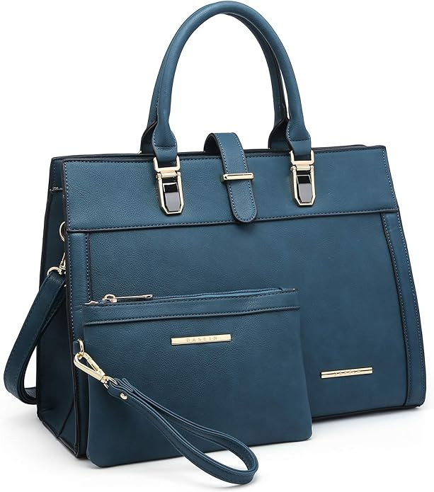 Women's Handbag Flap-over Belt Shoulder Bag Top Handle Tote Satchel Purse Work Bag w/Matching Wri... | Amazon (US)