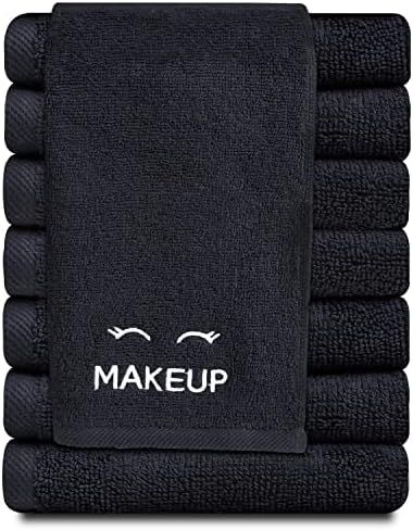 [12 Pack] Bleach Safe Black Makeup Towels | Luxury Ultra Soft Cotton Face Washcloths Make up Removal | Amazon (US)