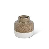 K&K Interiors 16530A-1 6 Inch Speckled Ceramic Vase w Bottom, Tan and White | Amazon (US)