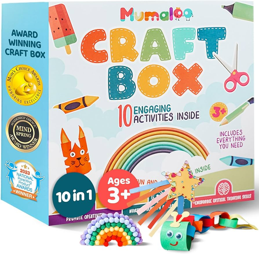 Mumaloo Craft Box for Kids - 10 Creative Arts and Crafts for Kids Ages 4-8, Fun, No Mess Educatio... | Amazon (US)