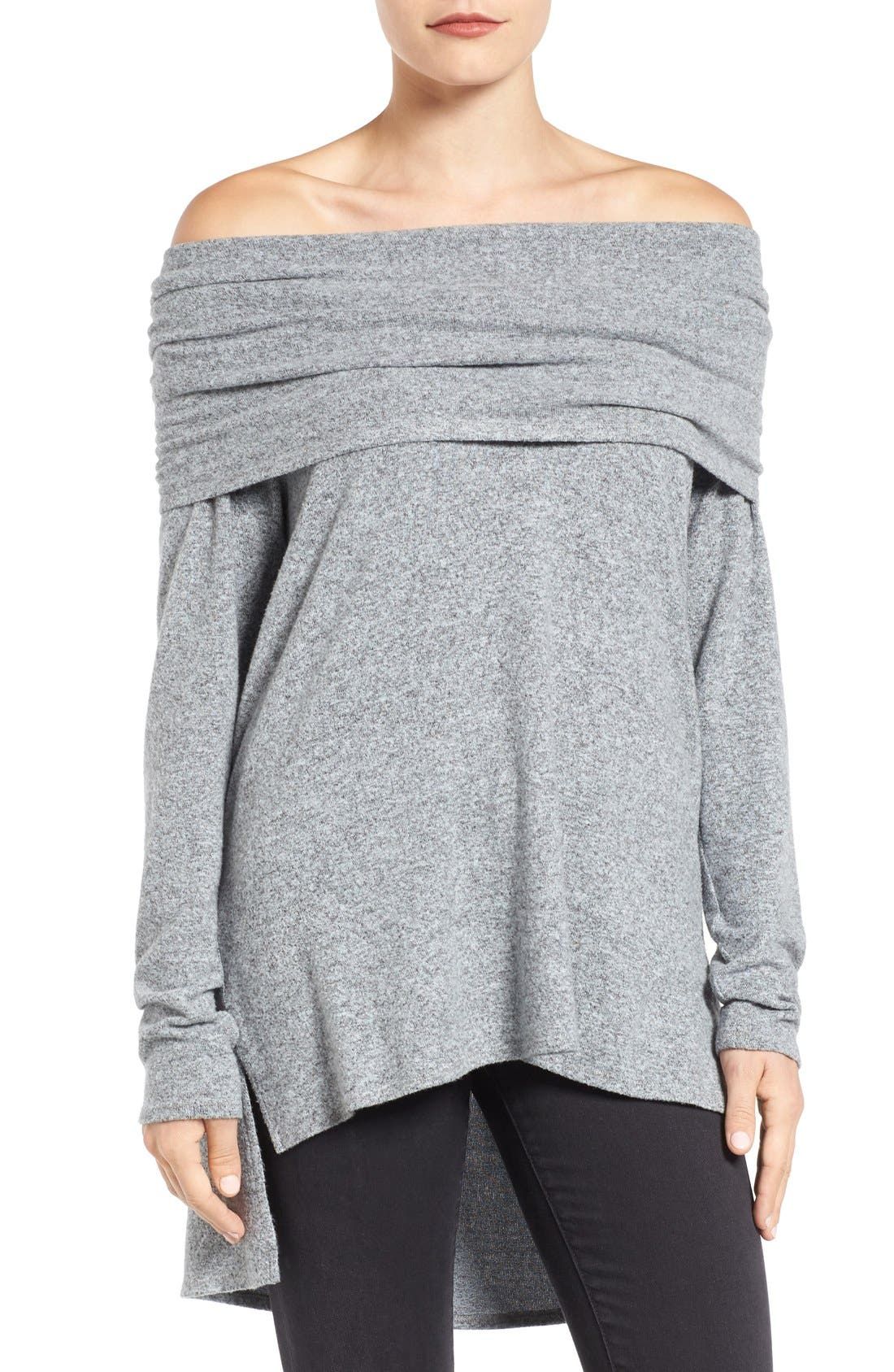 Convertible Neckline Cozy Fleece Tunic (Regular & Petite) | Nordstrom