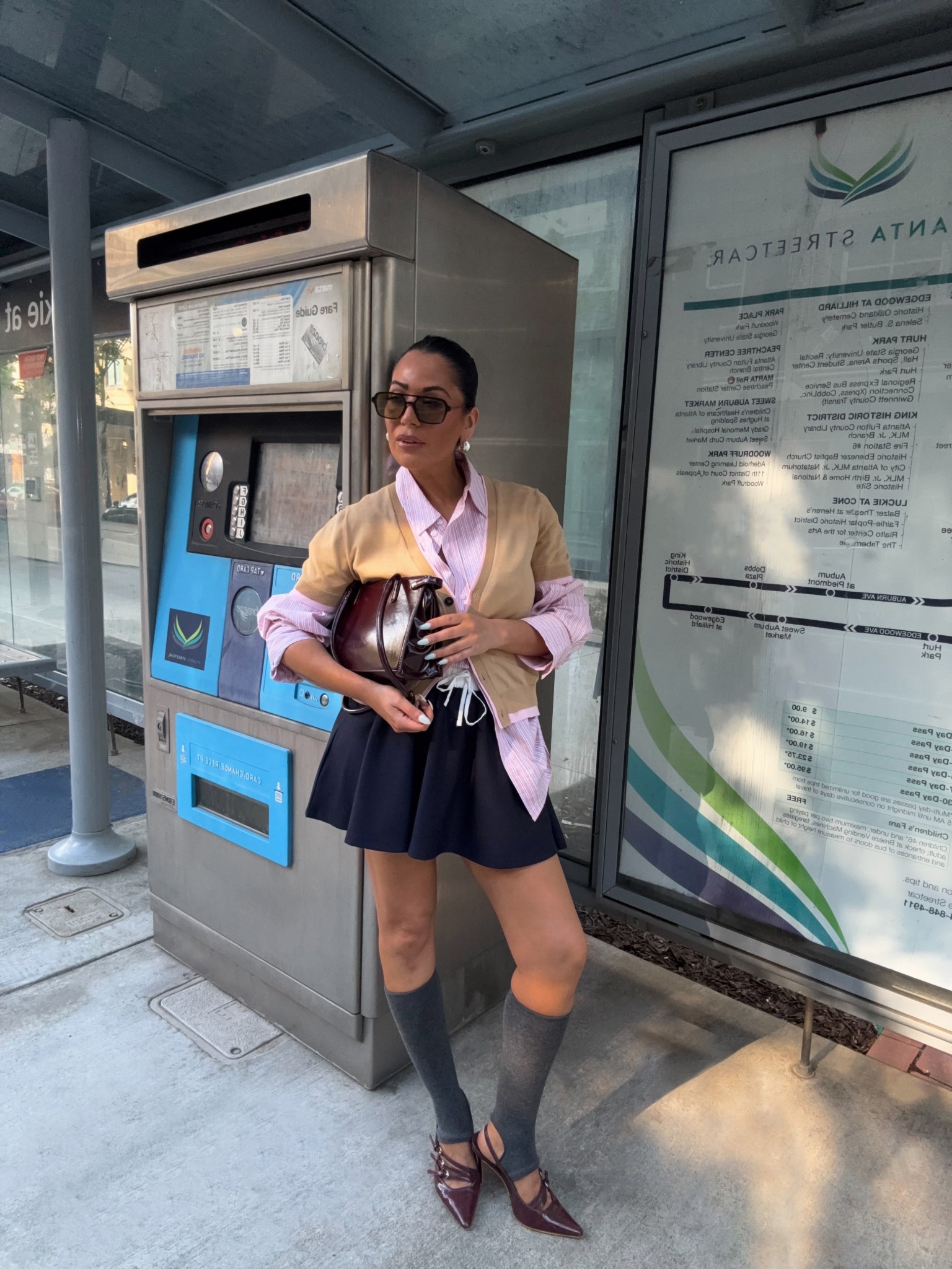 Burgundy heels, Zara outfit, h&m, spring outfits, pink button down, grey knee high socks, designer looks for less 

#LTKFindsUnder100 #LTKStyleTip