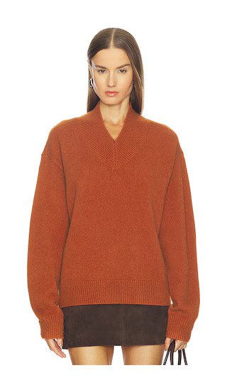Doris Cashmere V-neck Sweater in Rust | Revolve Clothing (Global)