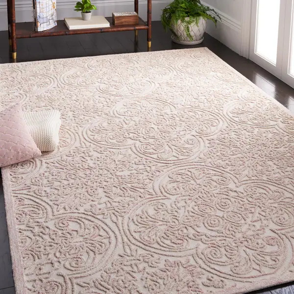Martha Stewart by SAFAVIEH Handmade Leopolda Wool Rug - 8' x 10' - Ivory/Pink | Bed Bath & Beyond