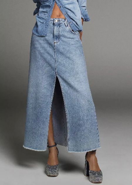 Love this one! 
I size down to a 4
Denim maxi skirt 
Anthropologie