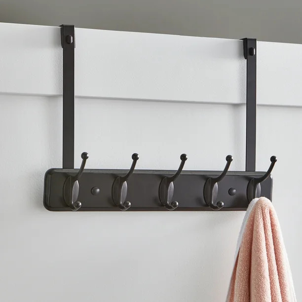 Better Homes & Gardens 5-Hook Rail Hanging Organizer, Espresso Wood and Oil-Rubbed Bronze | Walmart (US)